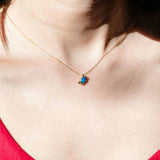 Charming Crab Pendant Necklace in Australian Doublet Opal with Diamond in 18K Yellow Gold