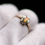Black Opal, Baguette Diamond, Tsavorite Ring in 18K Yellow Gold