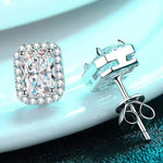 Two 1.05 CTW DEW Emerald Cut Rectangular Colorless Moissanite Halo Stu
