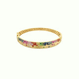 Sapphire Scattered Rainbow Signature Bangle in 14K Gold