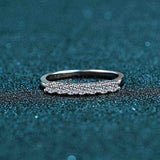 0.7 CTW DEW seven-stone round moissanite semi-eternity band ring in platinum plated S925 sterling silver