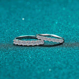 0.7 CTW DEW seven-stone round moissanite semi-eternity wedding band in platinum plated S925 sterling silver