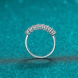 0.7 CTW DEW seven-stone round moissanite semi-eternity band ring in platinum plated S925 sterling silver