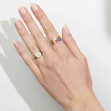 Sapphire Scattered Rainbow Cigar Band in 14K Gold