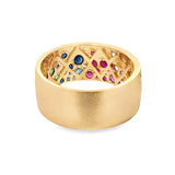 Sapphire Scattered Rainbow Cigar Band in 14K Gold