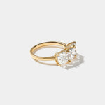 Beacon 3-stone cushion-cut lab-grown diamond ring in 14K yellow gold anniversary band