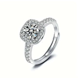 5 CTW DEW colorless round brilliant cut moissanite sterling silver pavé halo engagement ring
