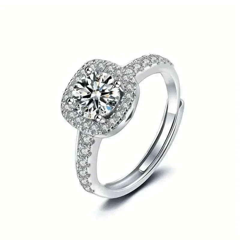 5 CTW DEW colorless round brilliant cut moissanite sterling silver pavé halo engagement ring