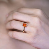 Diamond Ribbon Wrap Fire Opal Ring in 18K Yellow Gold