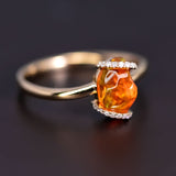 Diamond Ribbon Wrap Fire Opal Ring in 18K Yellow Gold