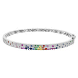 Sapphire Scattered Rainbow Slim Bangle in 14K Gold