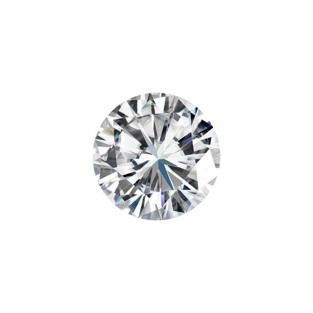 Charles & Colvard Forever One round brilliant cut moissanite gemstone with high clarity and durability