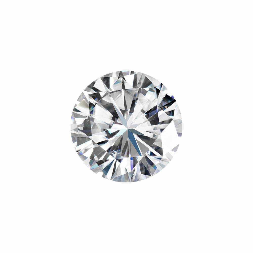 Charles & Colvard Forever One round cut moissanite gemstone with high clarity and brilliance