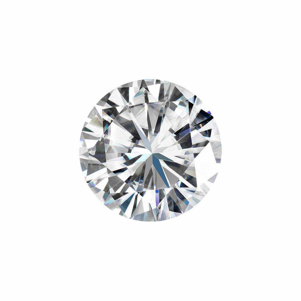 Charles & Colvard Forever One round cut moissanite gemstone with IF-VS1 clarity and high brilliance