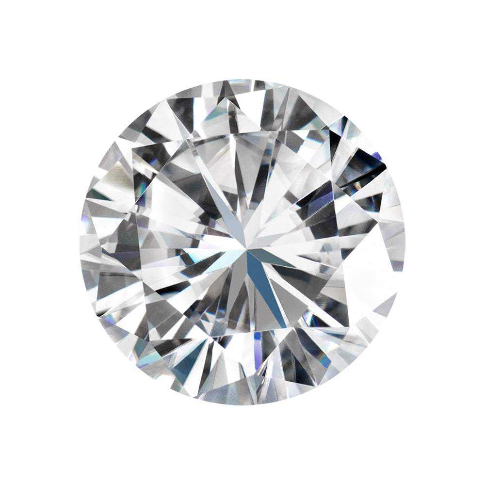 Charles & Colvard Forever One round cut moissanite gemstone with high clarity and brilliance