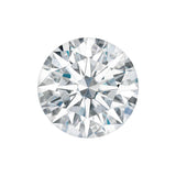 Charles & Colvard Forever One round brilliant moissanite gemstone with IF-VS1 clarity and high hardness.