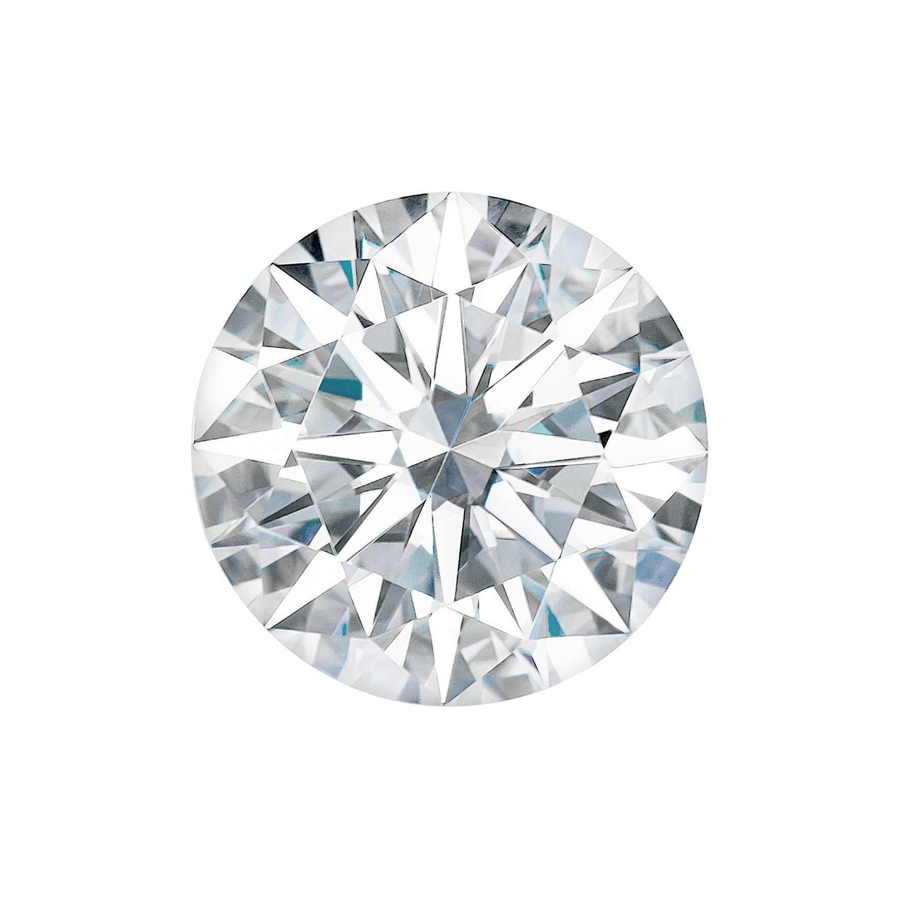 Charles & Colvard Forever One round brilliant moissanite gemstone with IF-VS1 clarity and high hardness.