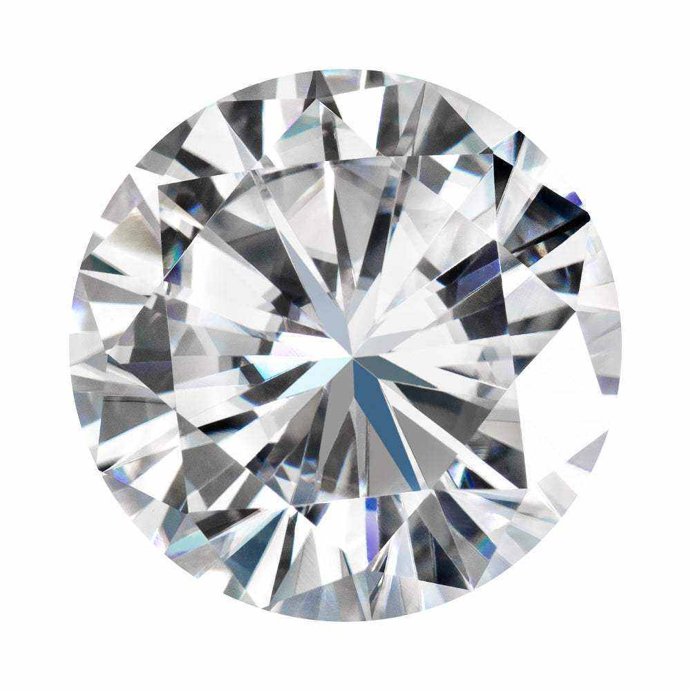 Charles & Colvard Forever One round brilliant cut moissanite gemstone with exceptional brilliance and clarity