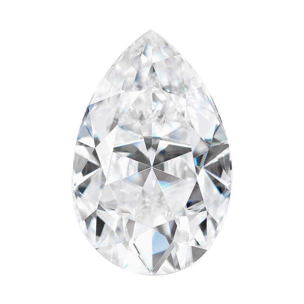Charles & Colvard Forever One™ Certified Exotics Pear Brilliant Cut Moissanite gemstone with exceptional brilliance and clarity