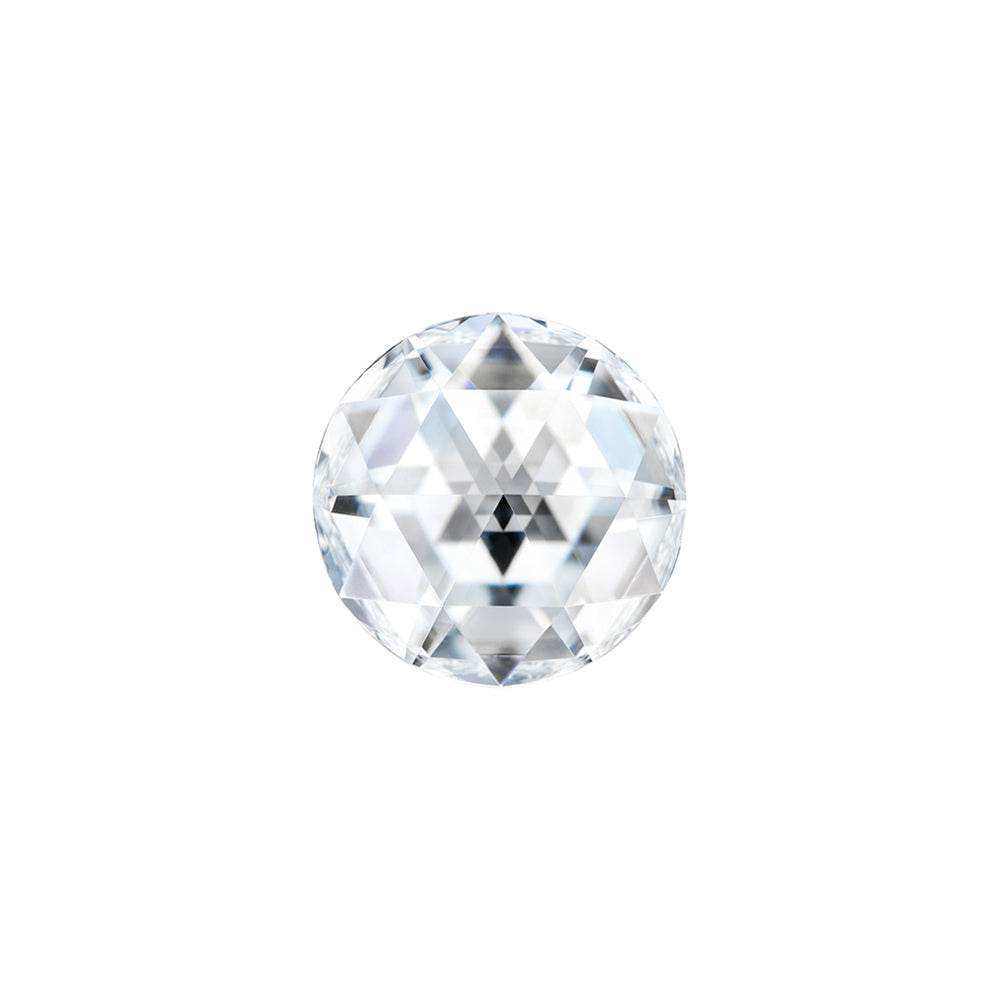 Charles & Colvard Forever One™ round moissanite gemstone with IF-VS1 clarity and high hardness.
