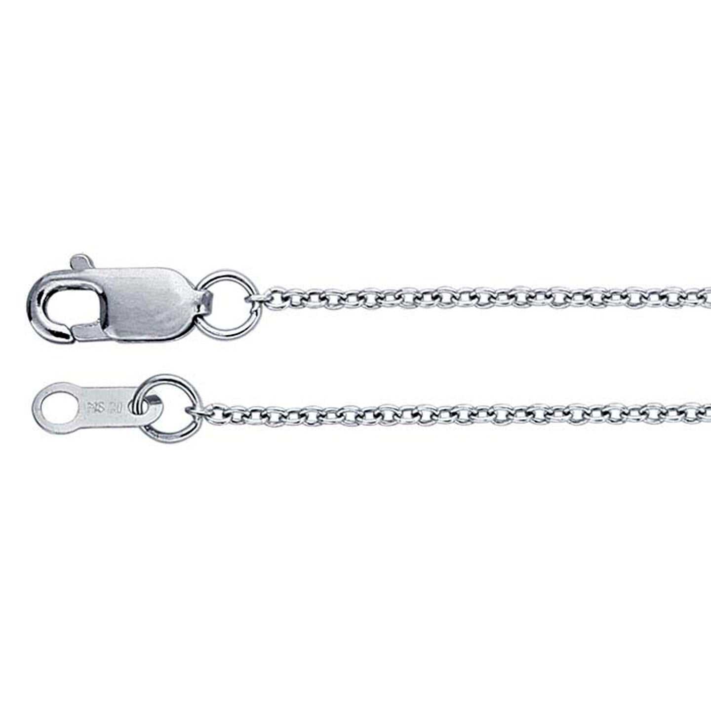 18-inch solid platinum 1mm cable oval link chain necklace with lobster clasp closure
