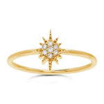 14K yellow gold North Star ring size 7 with round colorless diamonds and delicate star design