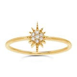 14K yellow gold North Star ring size 7 with round colorless diamonds and delicate star design