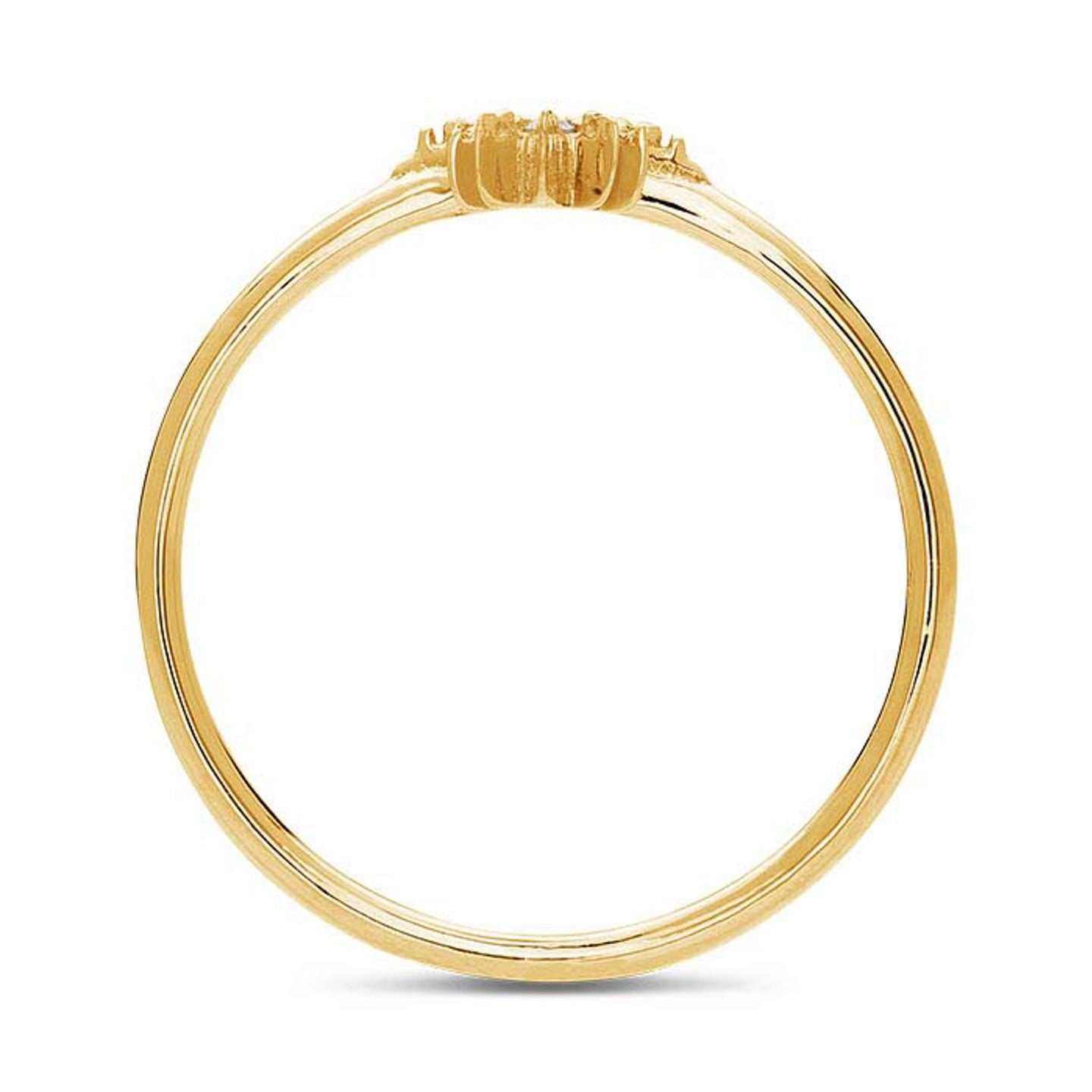 14K yellow gold North Star ring size 7 with round colorless diamonds and prong setting