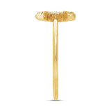 14K yellow gold North Star ring size 7 with 0.06 carat round colorless diamonds in prong setting