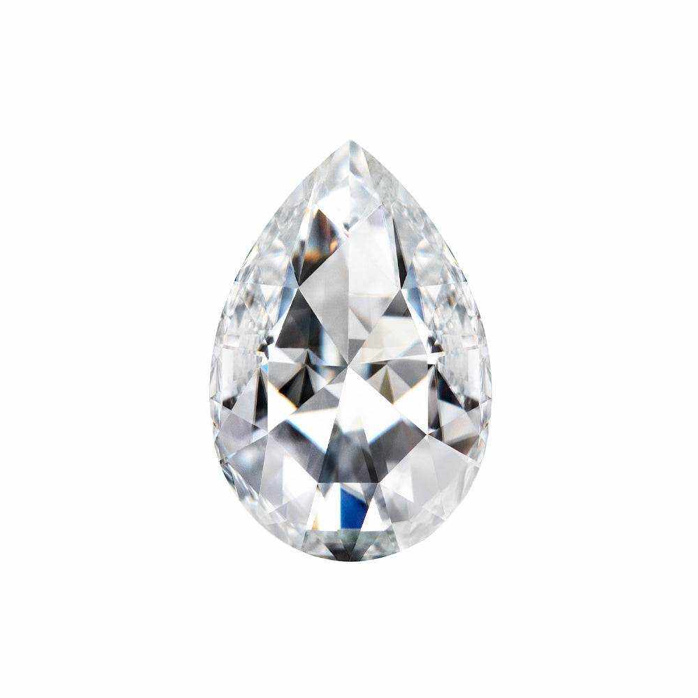 Charles & Colvard Forever One pear shape moissanite gemstone with IF-VS1 clarity and high brilliance