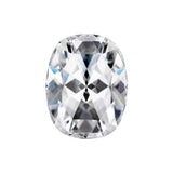 Charles & Colvard Forever One™ rectangular cushion shape moissanite with rose cut, IF-VS1 clarity, high hardness, and excellent chemical resistance