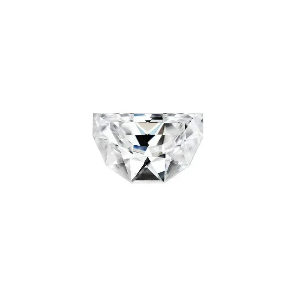 Charles & Colvard Forever One half moon shape moissanite gemstone with modified brilliant cut and IF-VS1 quality