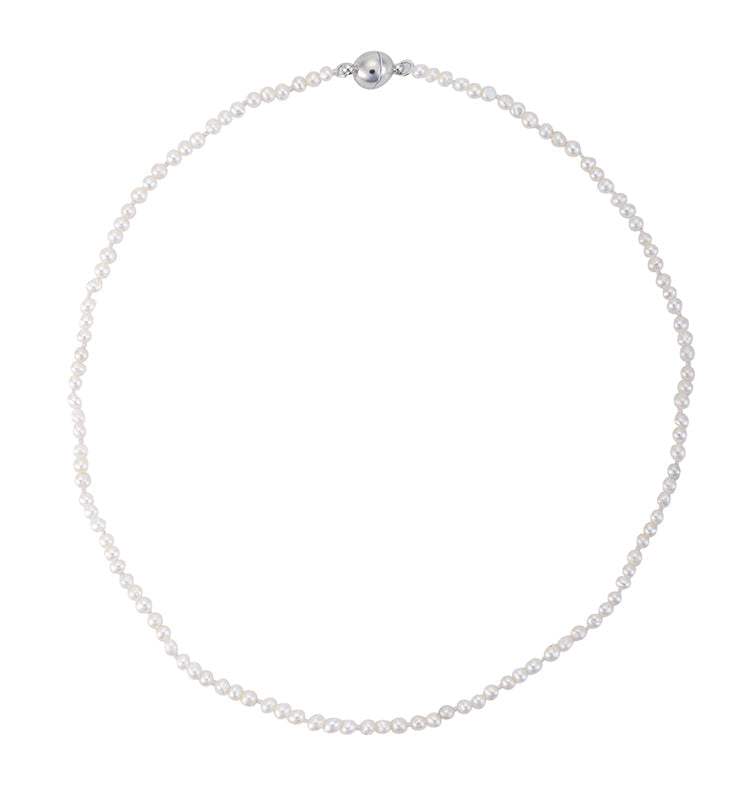 Signature freshwater pearl strand necklace with tiny 3-4mm cultured pearls and stainless steel magnetic clasp