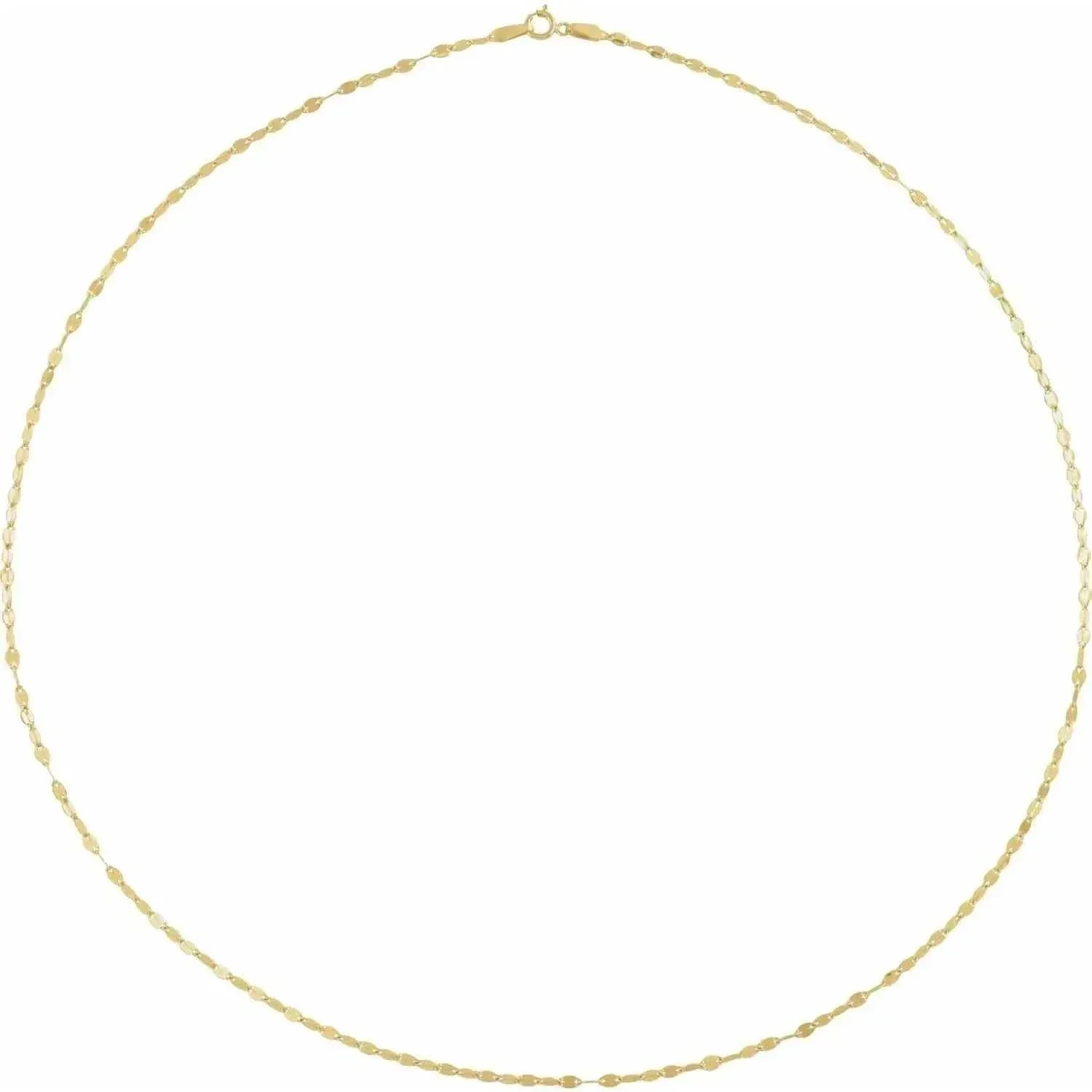 14K Yellow Gold 1.9 mm Oval Keyhole 18" Lips Link Chain Necklace