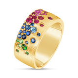 Sapphire Scattered Rainbow Cigar Band in 14K Gold
