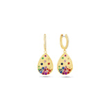 Sapphire Scattered Rainbow Teardrop Pear Earrings in 14K Gold