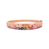 Sapphire Scattered Rainbow Signature Bangle in 14K Gold