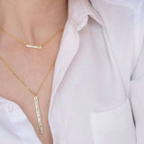 Miladi Gold Vermeil Necklace featuring rectangular pendant with raw and pave diamonds on gold chain