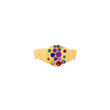 Sapphire Scattered Rainbow Pinky Signet Ring in 14K Gold