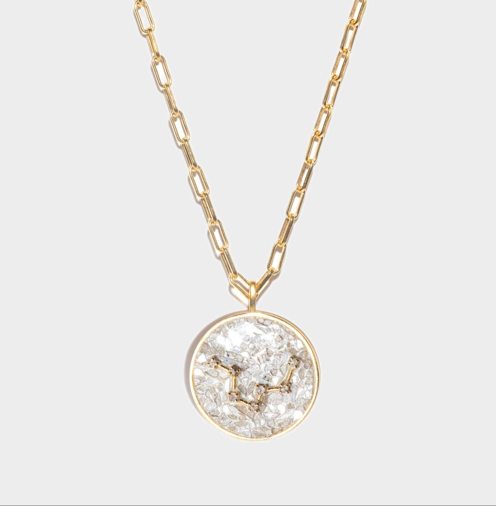 Aquarius Gold Vermeil pendant necklace with raw diamonds and 18K gold chain