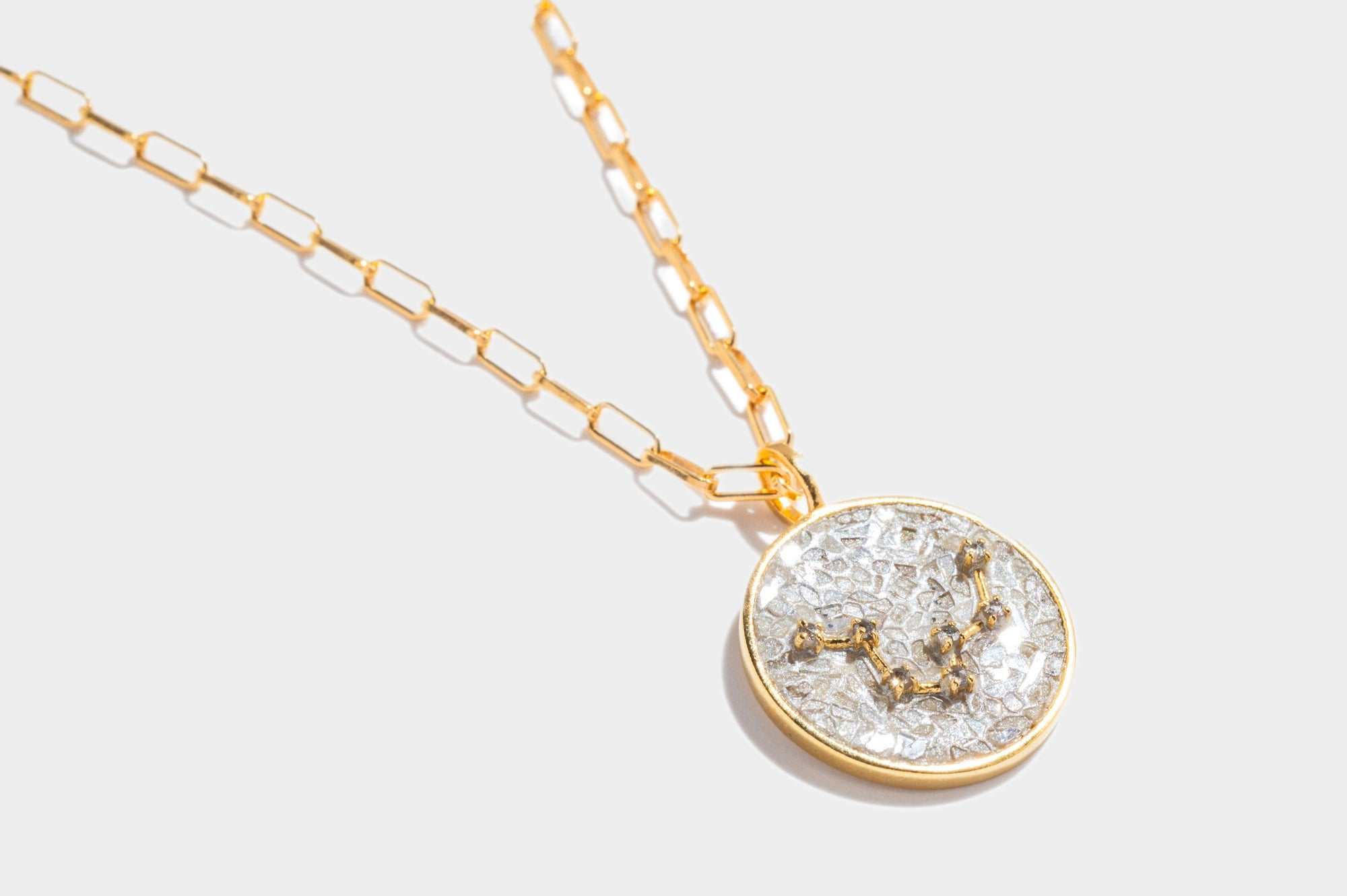 Aquarius Gold Vermeil pendant necklace with uncut raw diamonds and 18k gold chain