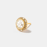 Alex Gold Vermeil stud earring with raw uncut diamonds and pave champagne diamond circle in 18k gold vermeil setting