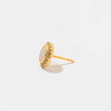 Alex Gold Vermeil stud earring with uncut diamonds and pave champagne diamond border in 18k gold vermeil