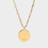 Aries Gold Vermeil pendant necklace with round gold charm and chain