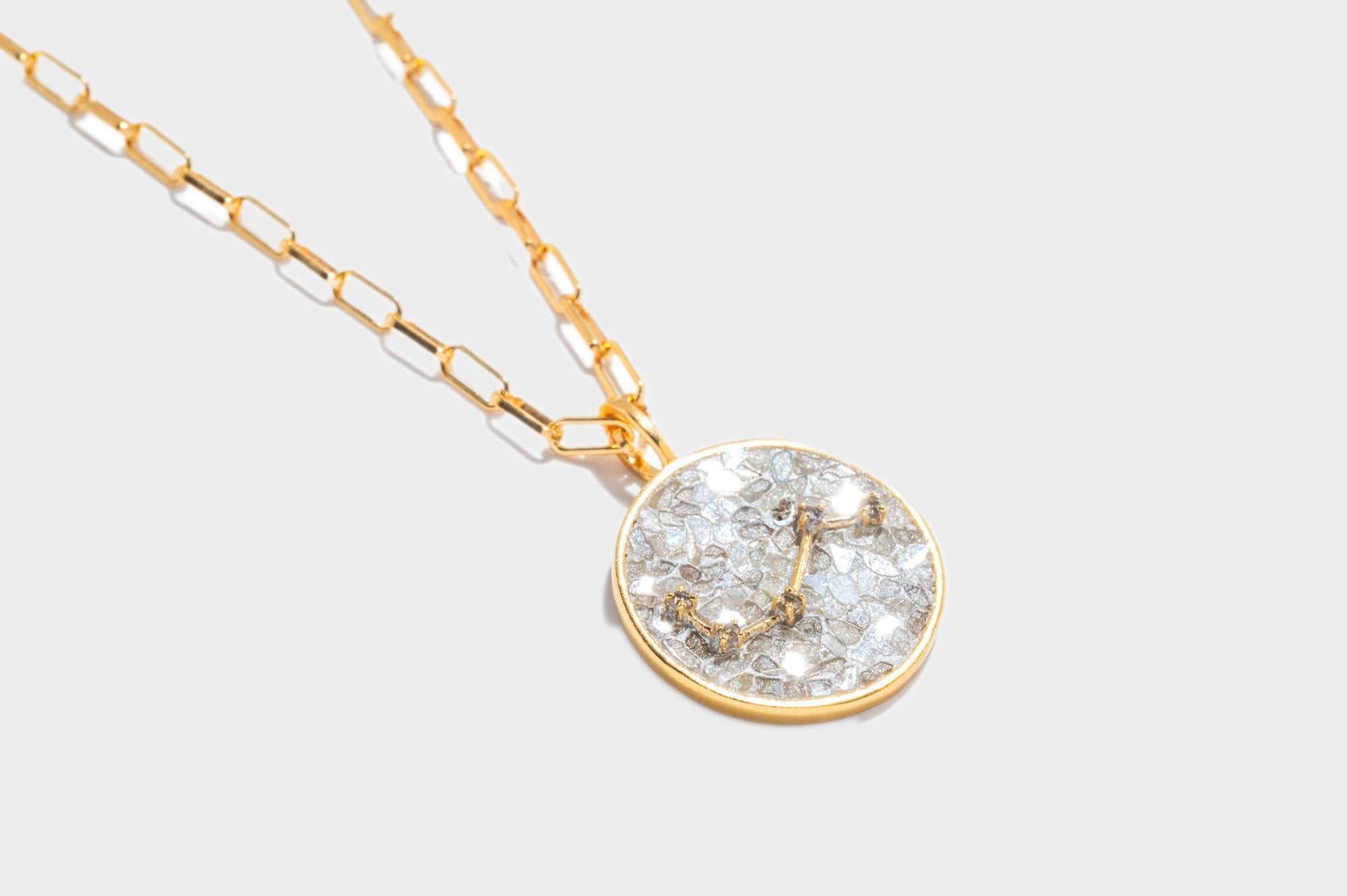 Aries Gold Vermeil Pendant necklace with raw diamonds and 18k gold vermeil on a delicate chain