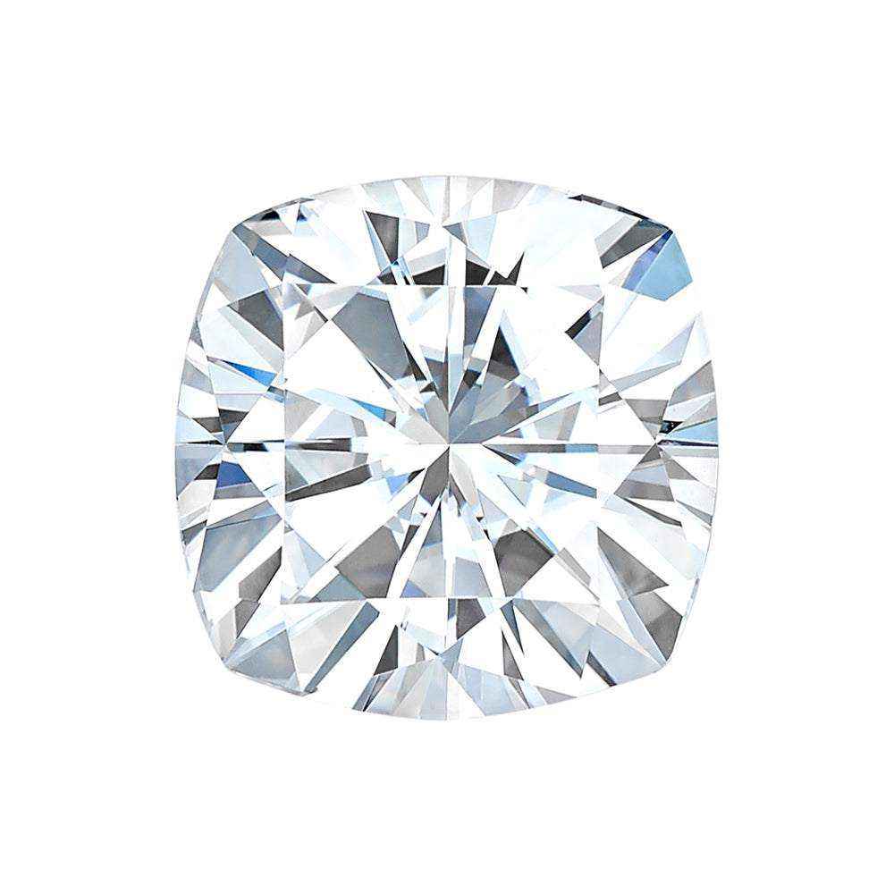 Charles & Colvard Forever One cushion shape moissanite gemstone with IF-VS1 quality and high hardness