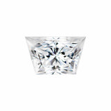 Charles & Colvard Forever One trapezoid shape moissanite gemstone with IF-VS1 clarity and high brilliance.