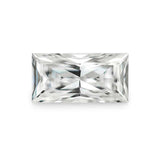 Charles & Colvard Forever One™ Straight Baguette Shape Moissanite gemstone with IF-VS1 clarity and high hardness.