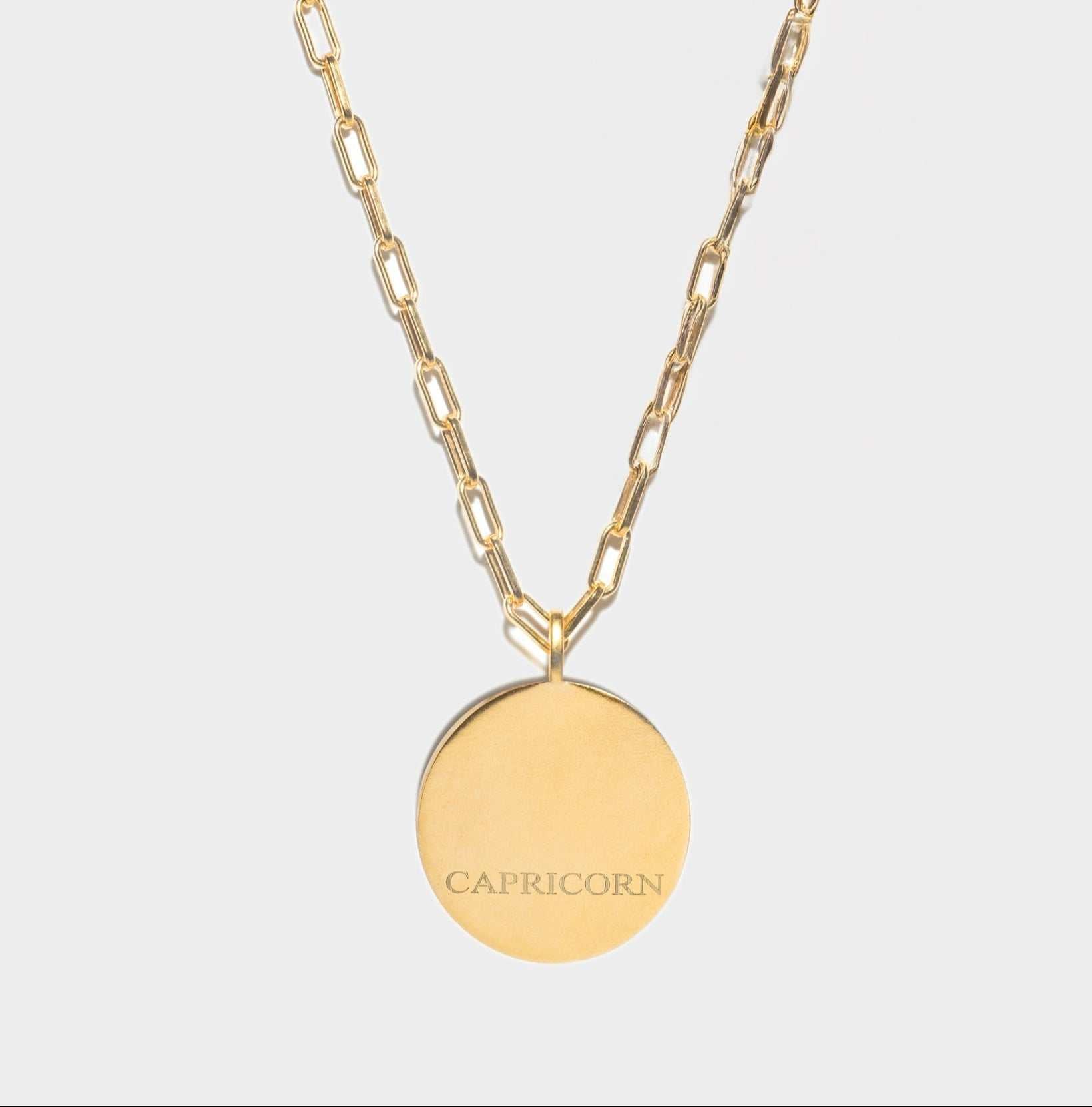 Capricorn gold vermeil pendant necklace with 18k gold layer and sterling silver chain