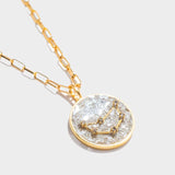 Capricorn gold vermeil pendant necklace with raw and rose cut diamonds on an 18k gold chain